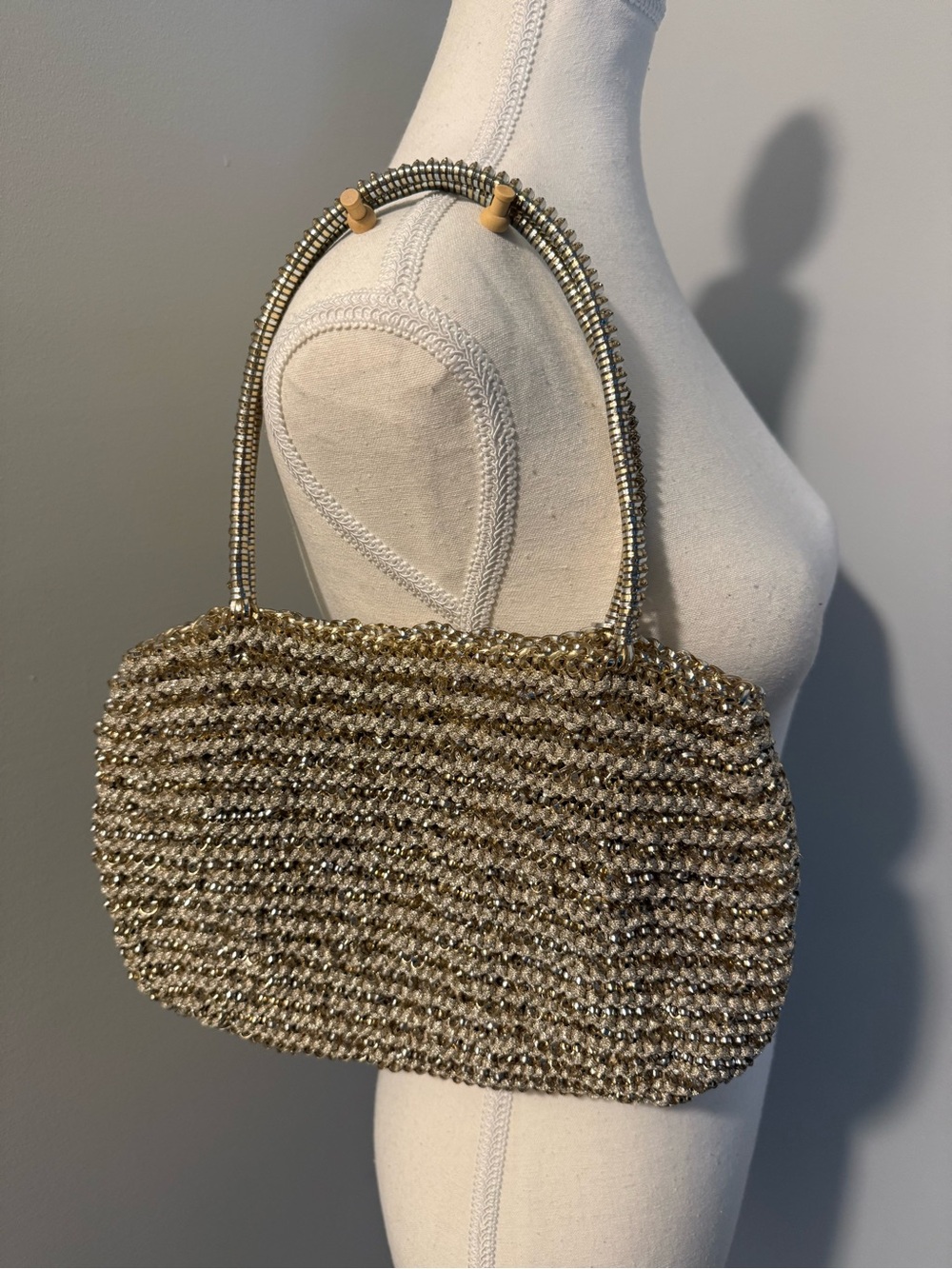 Anteprima Woven Shoulder Bag, gold and silver